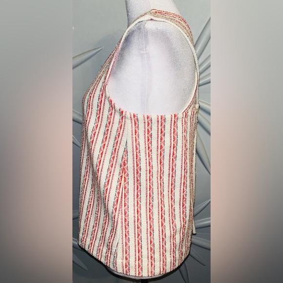 NWT Madewell SZ XS beige/red/blue/yellow boucle’ top w/wide shoulder straps - Picture 4 of 7